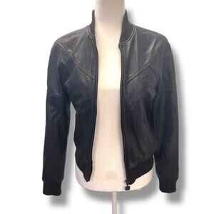 Vintage Adidas Mens Leather Bomber Jacket Black Size 36